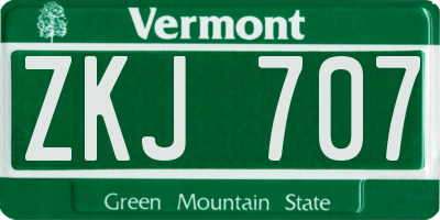 VT license plate ZKJ707