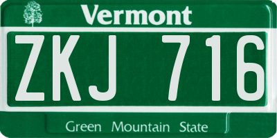VT license plate ZKJ716