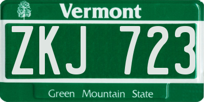 VT license plate ZKJ723
