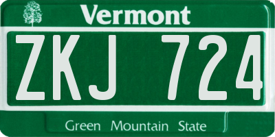 VT license plate ZKJ724