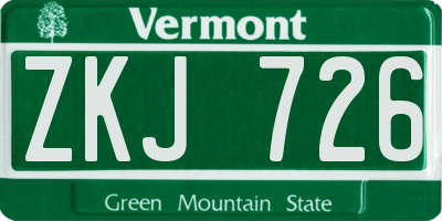 VT license plate ZKJ726