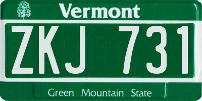 VT license plate ZKJ731