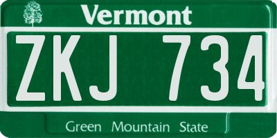 VT license plate ZKJ734