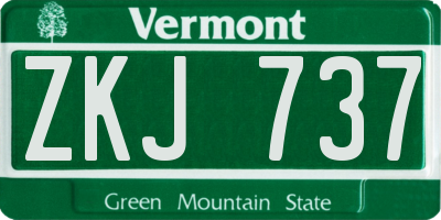 VT license plate ZKJ737