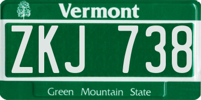 VT license plate ZKJ738