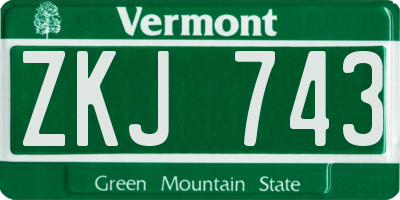 VT license plate ZKJ743