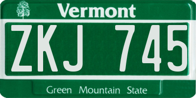 VT license plate ZKJ745