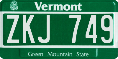 VT license plate ZKJ749
