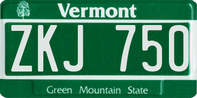 VT license plate ZKJ750