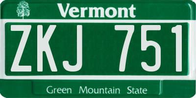 VT license plate ZKJ751