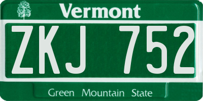 VT license plate ZKJ752