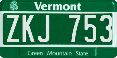 VT license plate ZKJ753