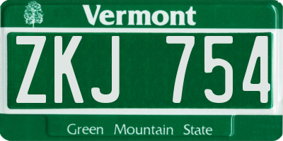 VT license plate ZKJ754