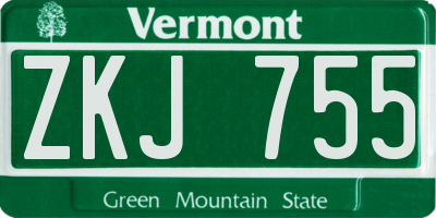 VT license plate ZKJ755