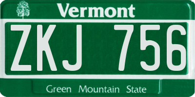 VT license plate ZKJ756