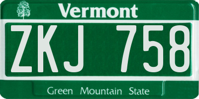 VT license plate ZKJ758