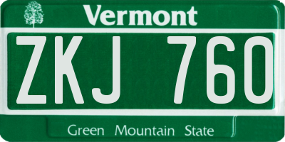 VT license plate ZKJ760