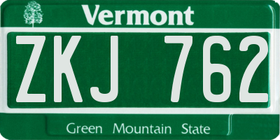VT license plate ZKJ762