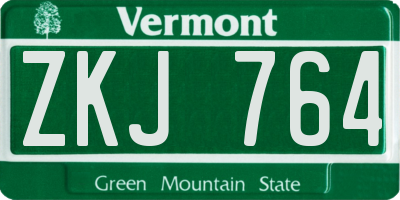 VT license plate ZKJ764