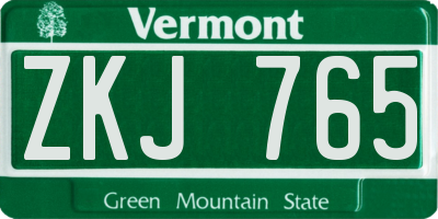 VT license plate ZKJ765