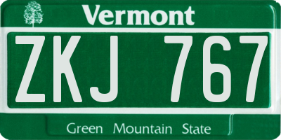 VT license plate ZKJ767