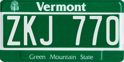 VT license plate ZKJ770