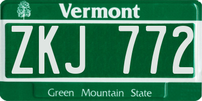VT license plate ZKJ772