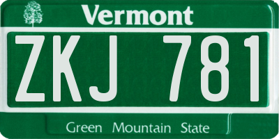 VT license plate ZKJ781