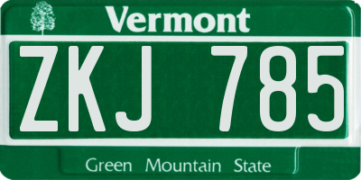 VT license plate ZKJ785