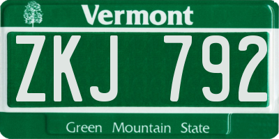 VT license plate ZKJ792