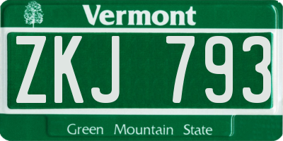 VT license plate ZKJ793