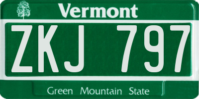 VT license plate ZKJ797