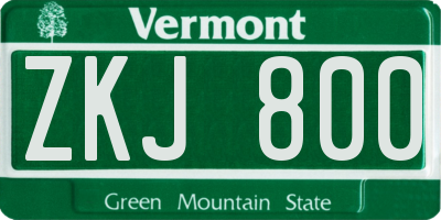 VT license plate ZKJ800