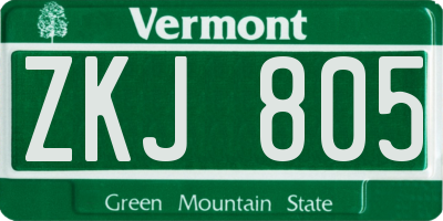VT license plate ZKJ805