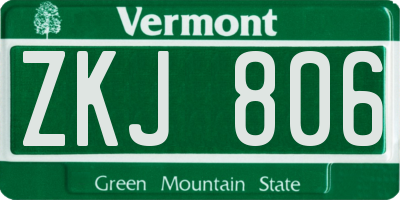 VT license plate ZKJ806
