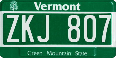 VT license plate ZKJ807