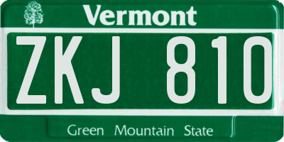VT license plate ZKJ810
