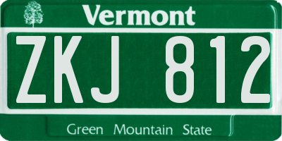 VT license plate ZKJ812
