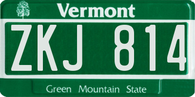 VT license plate ZKJ814