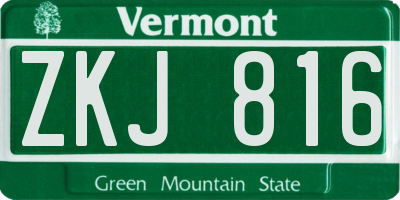 VT license plate ZKJ816