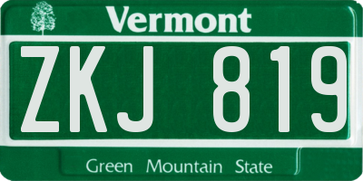 VT license plate ZKJ819