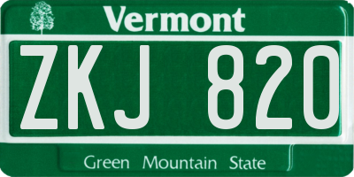VT license plate ZKJ820