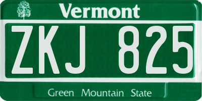 VT license plate ZKJ825