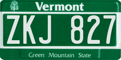 VT license plate ZKJ827