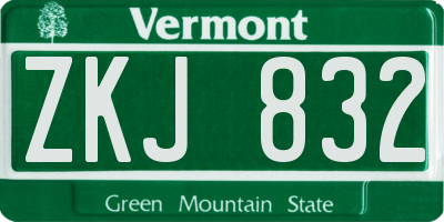 VT license plate ZKJ832