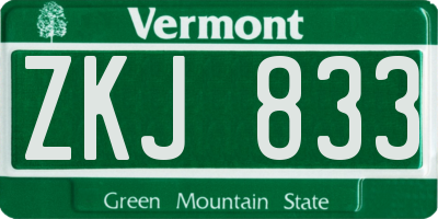 VT license plate ZKJ833