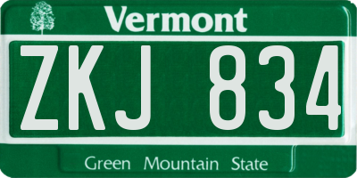 VT license plate ZKJ834