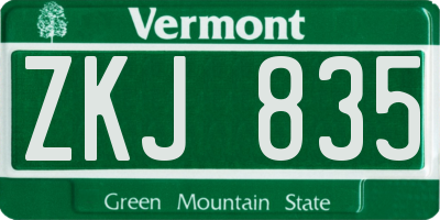 VT license plate ZKJ835