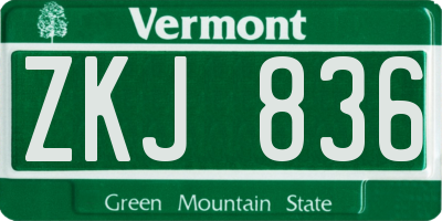 VT license plate ZKJ836