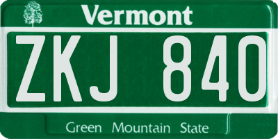 VT license plate ZKJ840